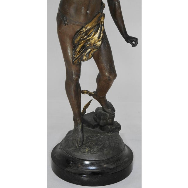 Late 19th Century Late 19th Century Hermès Statue Lamp With Greek Key Glass Shade For Sale - Image 5 of 10