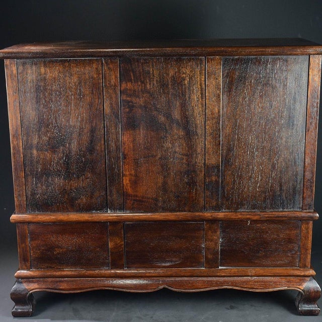 Brown Vintage Chinese Burl Wood Side Cabinet / Small Bookcase For Sale - Image 8 of 9