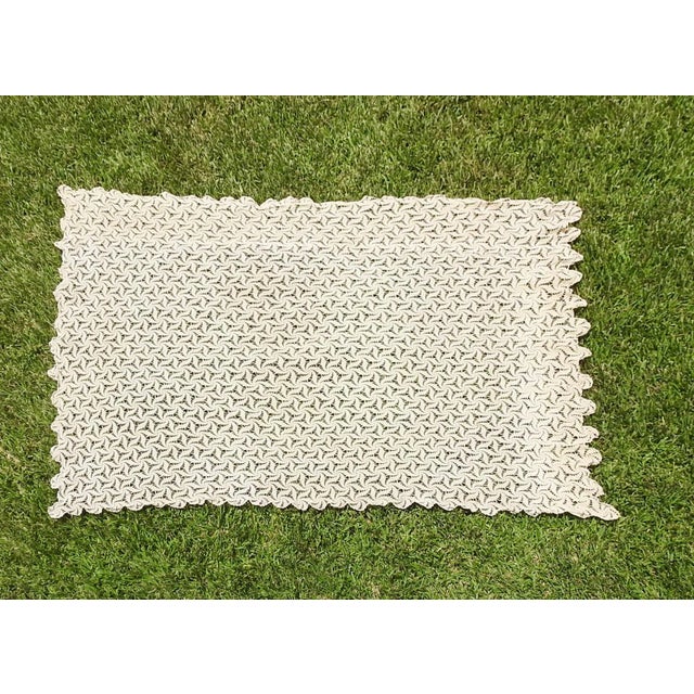 Hand Crochet Ecru Pin Wheel Pattern Table Cloth or Bedspread For Sale - Image 9 of 9