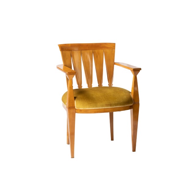 Wood Vintage Art Deco Yellow Armchair, 1940s For Sale - Image 7 of 7