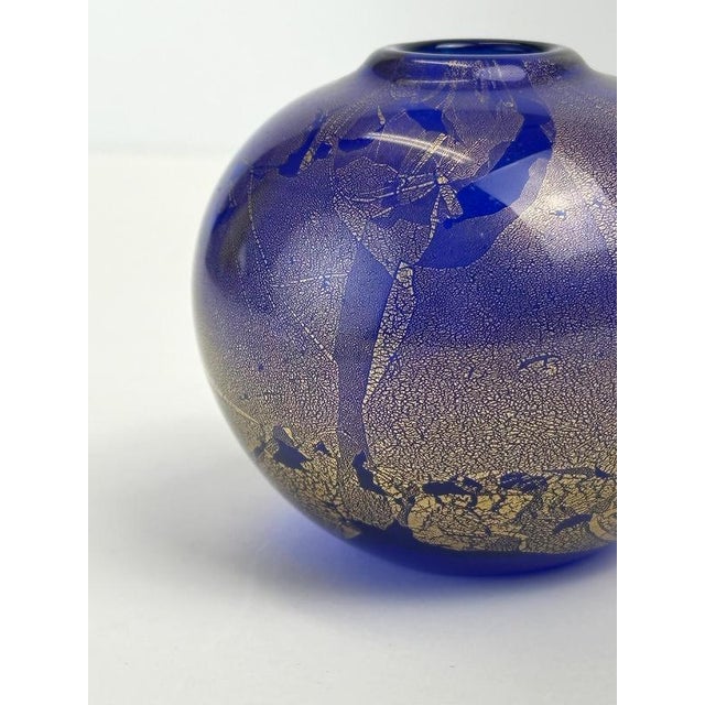 Azurene Cobalt Blue and Gold Glass Vase by Michael Harris, 1978 For Sale - Image 4 of 9