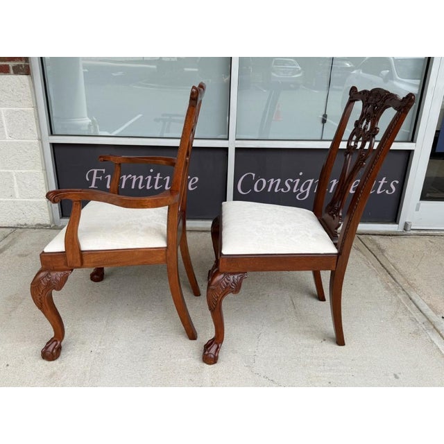 2000 - 2009 Set of 8 Hickory Chair Chippendale Dining Chairs For Sale - Image 5 of 17
