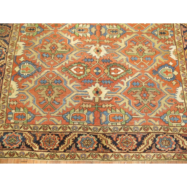 Antique Persian Heriz Karadja Square Oriental Rug For Sale - Image 4 of 6