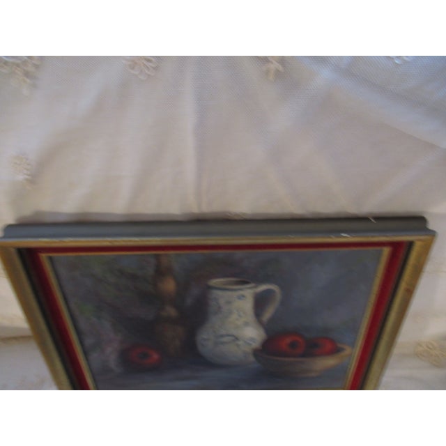 Mid Century Oil on Canvas Board Artist Signed Still Life Framed For Sale - Image 9 of 14