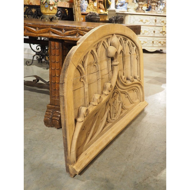 French Carved Oak Gothic Style Overdoor, Circa 1910 For Sale - Image 12 of 12