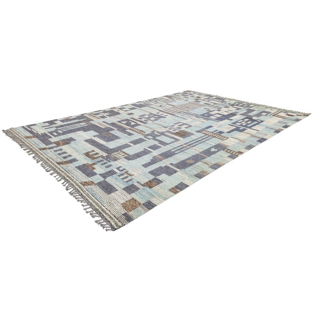 10x14 Abstract Urban Nomad: Modern Moroccan Style Handmade Wool Rug For Sale - Image 4 of 11