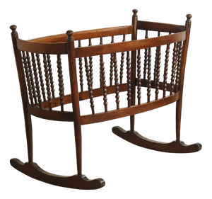 Historic Oak Cradle with Turned Rungs