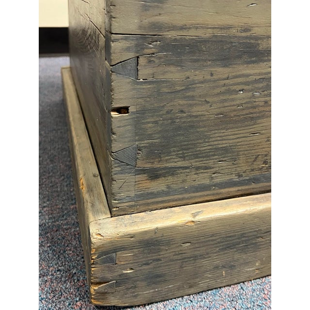 Early 19th Century 19th Century Rustic Blue Gray Dovetailed Blanket Chest For Sale - Image 5 of 10