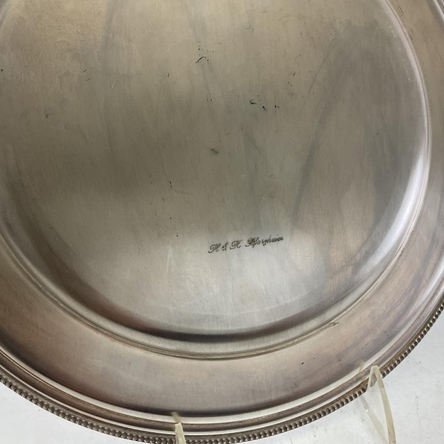 Metal 1980s Silver Round Platters Beaded, 11.5 In. For Sale - Image 7 of 7