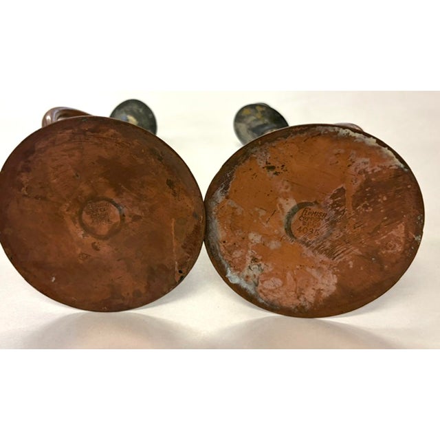 Metal Benedict Proctor Flemish Copper Pair of Candle Stick Holders, Signed For Sale - Image 7 of 7