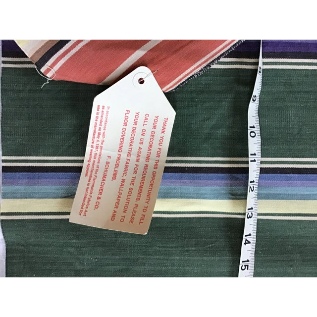 Vintage Schumacher Green Multicolor Cotton Stripe Upholstery Fabric - 600250 4 Yards For Sale In South Bend - Image 6 of 7