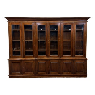 Large English Bookcase with Glass Doors For Sale