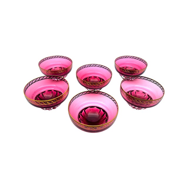 Cranberry Red Murano Glass Bowls attributed to Seguso, 1960s, Set of 6 For Sale - Image 4 of 10