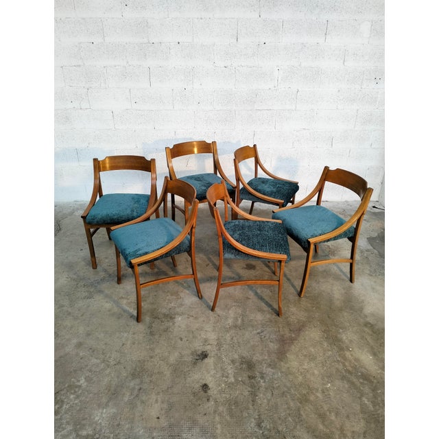Wooden Dining Chairs in the style of Ico Parisi for Cassina, 1970s, Set of 6, in None conditions. Designed 1970 to 1979