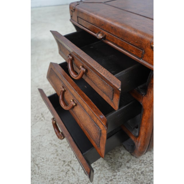 Tommy Bahama Style Leather & Rattan End Table Chairish