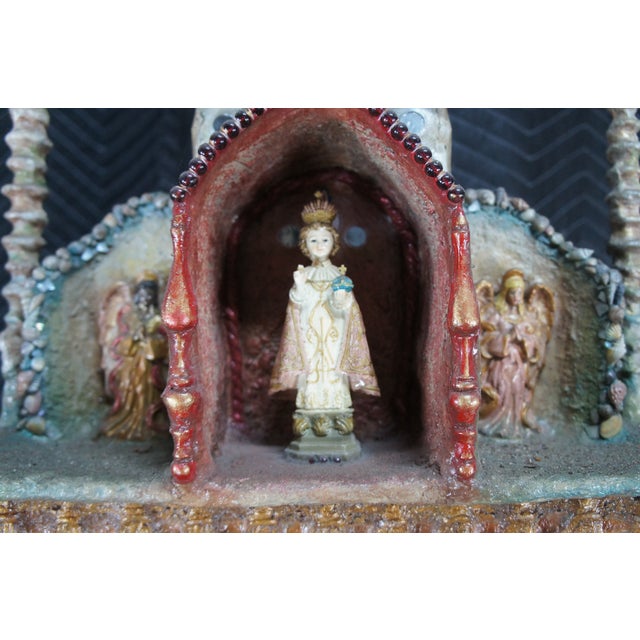 Gray 1990s Ann Ruff Large Figural Tiered Folk Art Sculpture Altar Church Shrine Statue 91" For Sale - Image 8 of 18