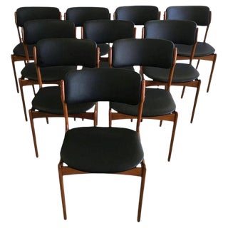 Teak Dining Chairs by Erik Buck, Customizable Reupholstery, 1960s, Set of 10 For Sale