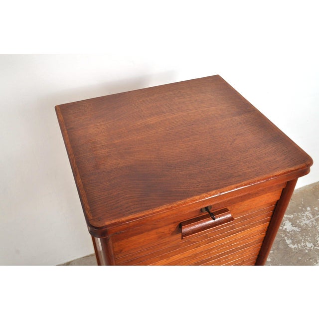 Vintage Roller Door Cabinet in Oak, 1930s For Sale - Image 9 of 10