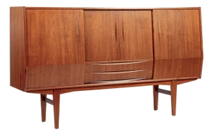 Mid-Century Danish Modern Teak High Sideboard or Bar Cabinet 1960s