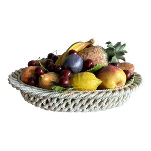 Large Mid 20th Century Italian Majolica Ceramic Fruit Basket