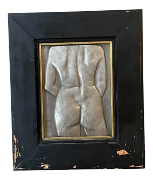 Mid 20th Century Female Nude Torso Metal Wall Art, Framed