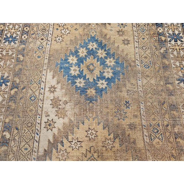 19th Century Caucasian Shirvan Area Rug, Geometric Design, Handwoven Wool, 4' x 5' For Sale - Image 9 of 15