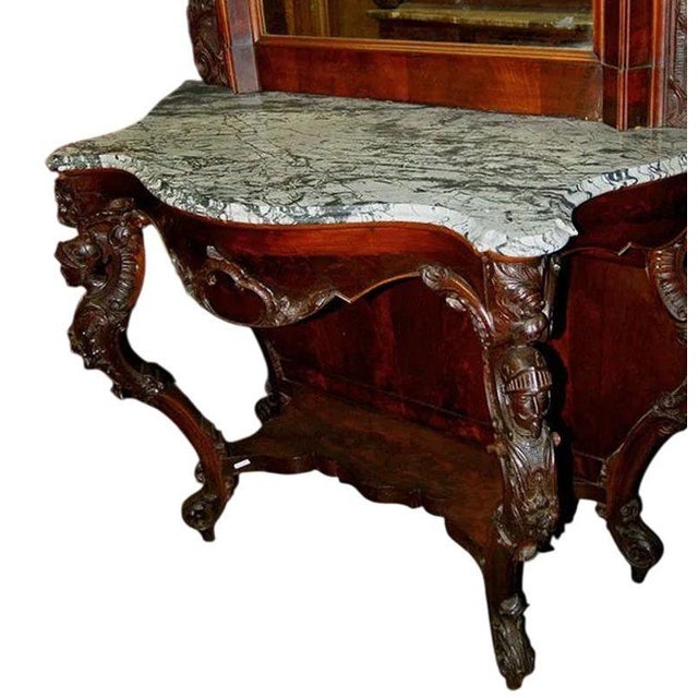 Italian Mid-19th Century Hand Carved Italian Console With Marble Top and Mirror For Sale - Image 3 of 4