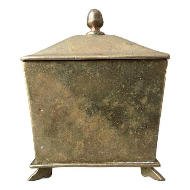 Vintage Brass Decorative Box With Feet For Sale