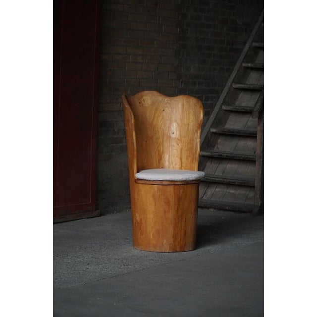 Mid-Century Modern Brutalist Swedish Stump Chair in Pine & Bouclé, 1970s For Sale - Image 12 of 17