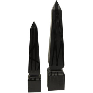 Tall Black Obelisks - A Pair For Sale