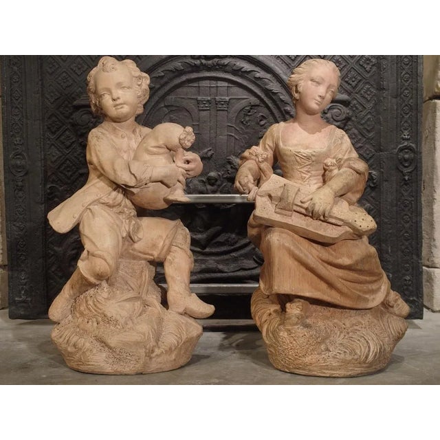 Antique Terra Cotta Statues, Paris, Circa 1880 - a Pair For Sale - Image 13 of 13