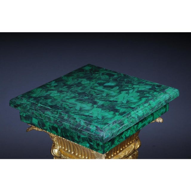 Napoleon III Marble Column with Malachite Bronze For Sale - Image 4 of 16