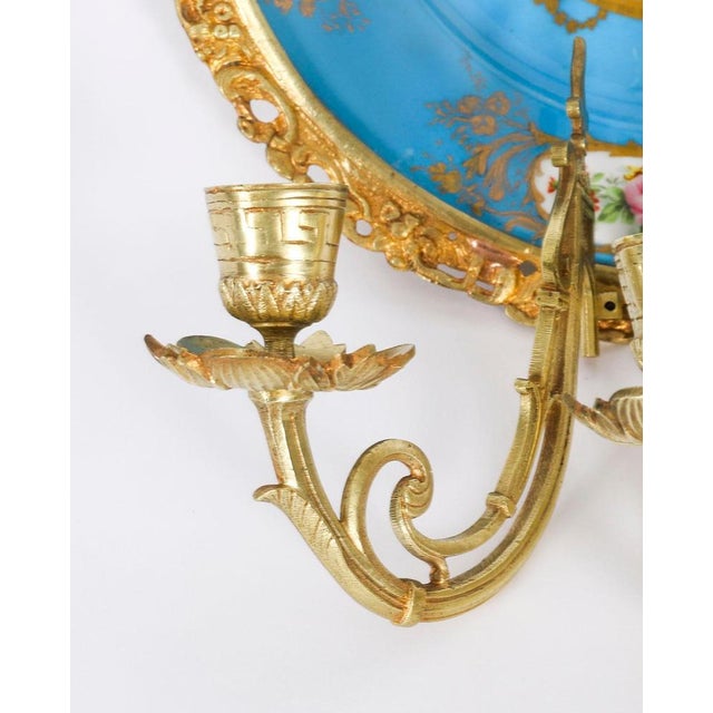 Antique Ormolu and Sevres Porcelain Portraits Wall Lights, 1800s, Set of 2 For Sale - Image 6 of 18