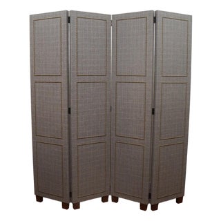 Custom Four-Panel Folding Screen with Nail Head Detailing For Sale