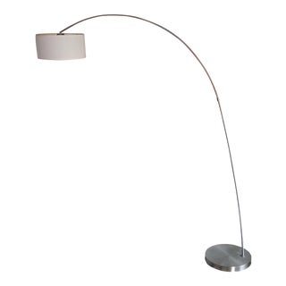 Vintage Modern Style Arch Arc Floor Lamp Brushed Metal Finish For Sale