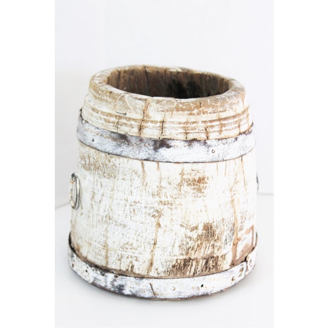 Wood Antique Carved White Honey Pot For Sale - Image 7 of 7