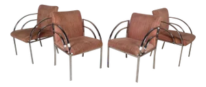 Set of Four Mid-Century Modern Dining Chairs in the Style of Milo Baughman
