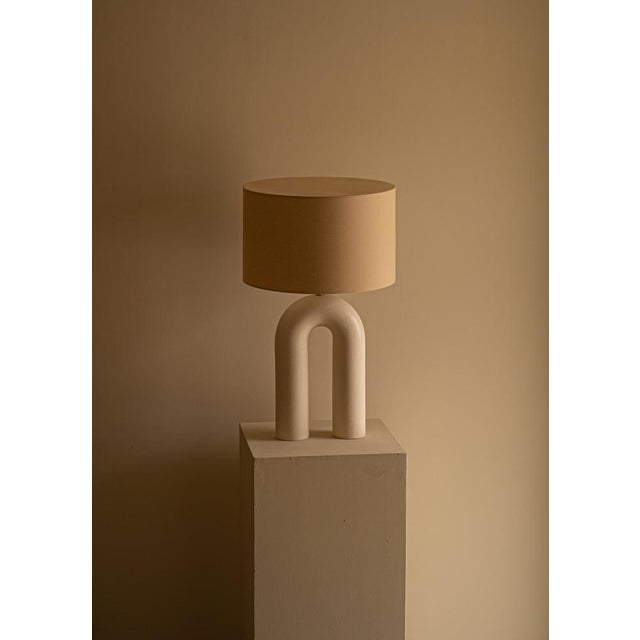 Contemporary Ecru Ceramic Arko Table Lamp by Simone & Marcel For Sale - Image 3 of 17