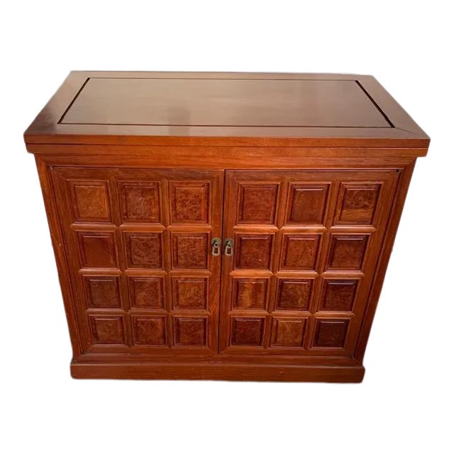 Vintage Chinese Rosewood Oriental Wine Bar or Cocktail Cabinet For Sale