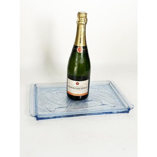 Art Deco Style Blue Glass Tray with Bird Motif, France, 1940s For Sale - Image 4 of 10