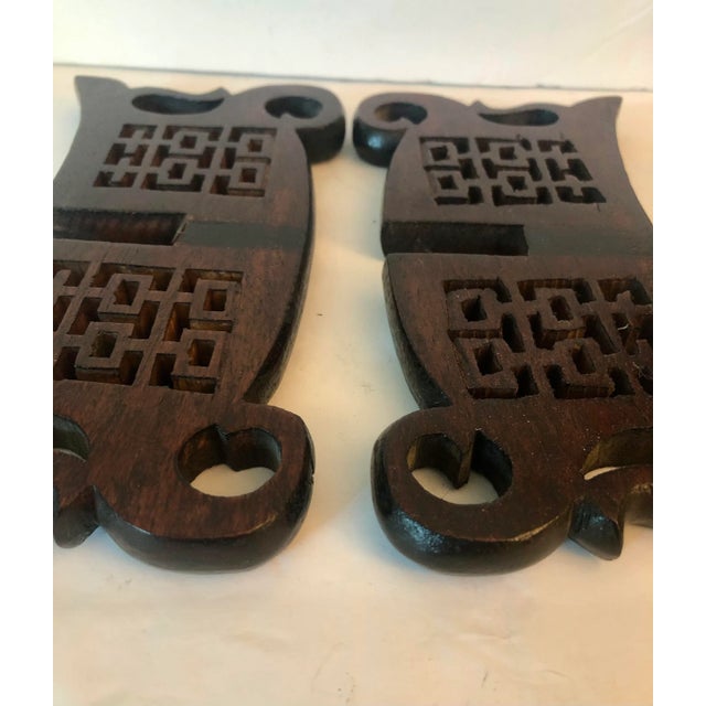 Vintage Chinoiserie Pierced Carved Wood Bowl Plant Stand For Sale - Image 6 of 7