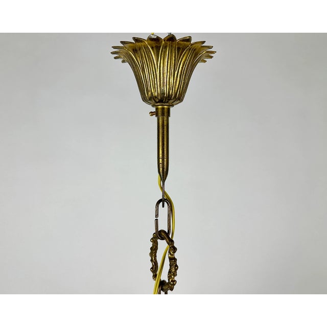 Vintage Ceiling Lantern in Bronze with Etched Glass Panels, 1930s For Sale - Image 10 of 11