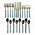 1970s Vintage Boho Chic Contemporary Stainless Steel French Blue Handle Flatware - Set of 20, Service for 4 For Sale