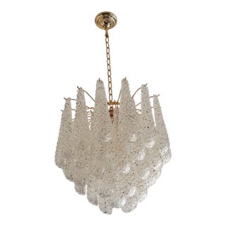 Contemporary Mid-Century Modern "Conchiglie" Murano Glass Gold Chandelier For Sale