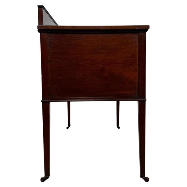Wood Antique English Edwardian Mahogany Writing Table, 1900s For Sale - Image 7 of 13
