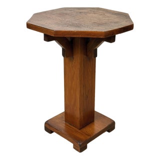 Antique Arts & Crafts Octagonal Plant Stand Pedestal Table For Sale