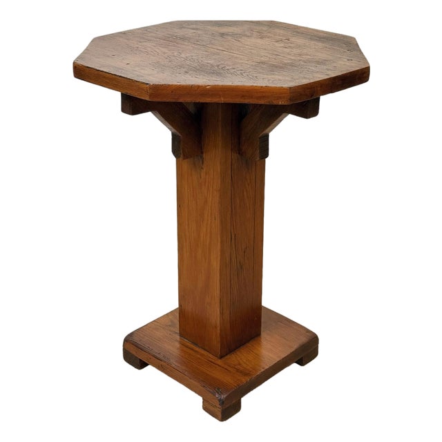 Antique Arts & Crafts Octagonal Plant Stand Pedestal Table For Sale