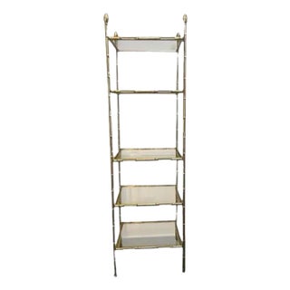 Chinoiserie Metal & Glass Etagere Display Shelf For Sale