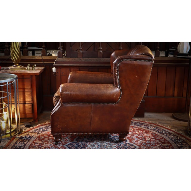 Animal Skin Ardingly Cigar Club Armchair in Antique Whisky Leather by Timothy Oulton, 2010s For Sale - Image 7 of 18