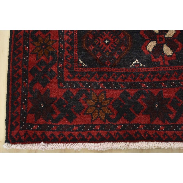 Baloch Rug 3'4'' X 6'5'' Blue Wool Vintage Tribal Hand-Knotted Oriental Carpet For Sale - Image 9 of 12